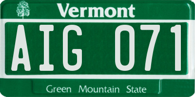 VT license plate AIG071