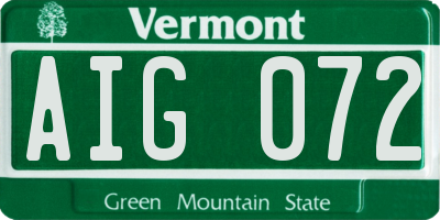 VT license plate AIG072