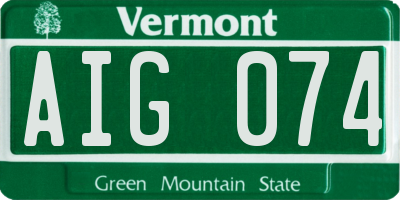 VT license plate AIG074