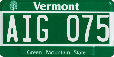 VT license plate AIG075