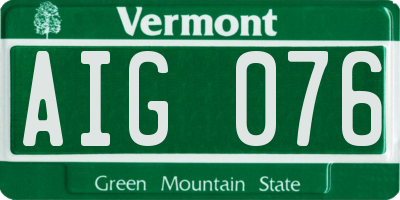 VT license plate AIG076