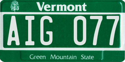 VT license plate AIG077
