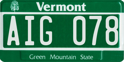 VT license plate AIG078