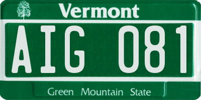 VT license plate AIG081