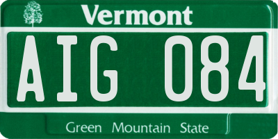 VT license plate AIG084