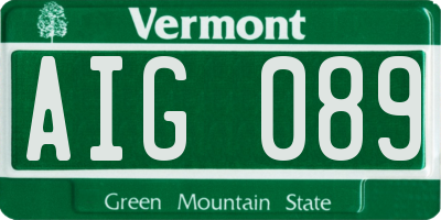 VT license plate AIG089