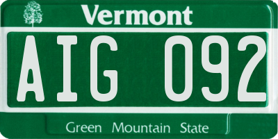 VT license plate AIG092