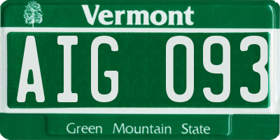 VT license plate AIG093