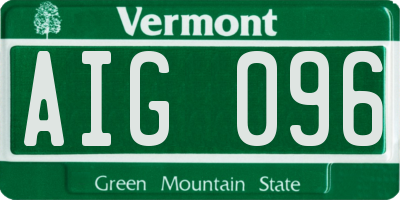 VT license plate AIG096
