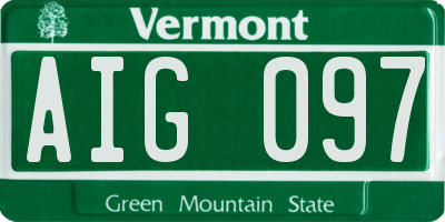 VT license plate AIG097
