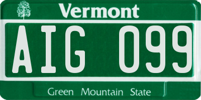 VT license plate AIG099