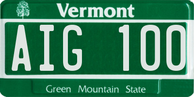 VT license plate AIG100