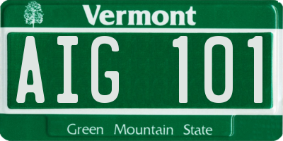 VT license plate AIG101