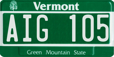 VT license plate AIG105