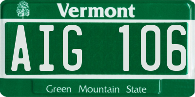 VT license plate AIG106