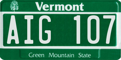VT license plate AIG107