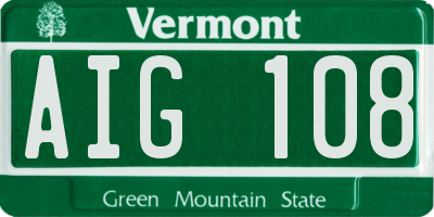 VT license plate AIG108