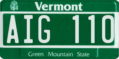 VT license plate AIG110