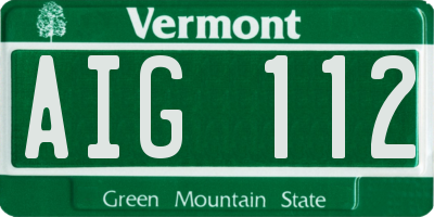 VT license plate AIG112