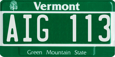 VT license plate AIG113