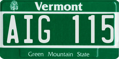 VT license plate AIG115
