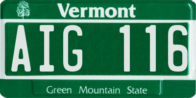 VT license plate AIG116