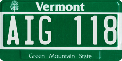 VT license plate AIG118