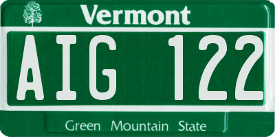VT license plate AIG122
