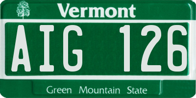 VT license plate AIG126