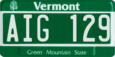 VT license plate AIG129