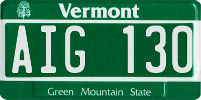 VT license plate AIG130