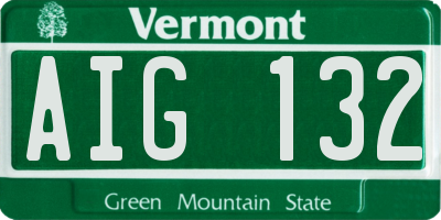 VT license plate AIG132