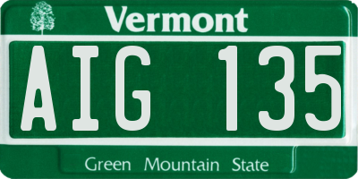 VT license plate AIG135