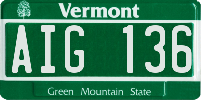 VT license plate AIG136