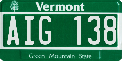 VT license plate AIG138