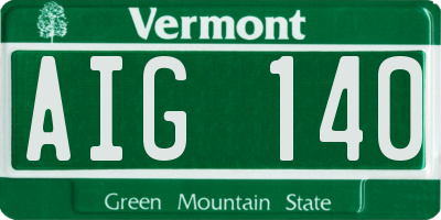 VT license plate AIG140