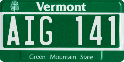 VT license plate AIG141