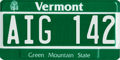 VT license plate AIG142