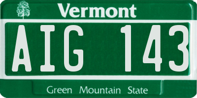 VT license plate AIG143