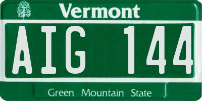 VT license plate AIG144