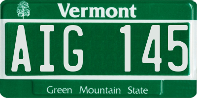 VT license plate AIG145