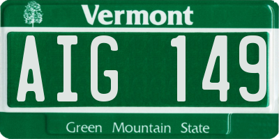 VT license plate AIG149