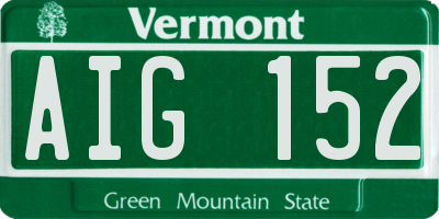 VT license plate AIG152