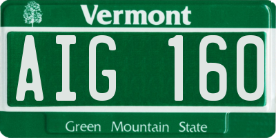 VT license plate AIG160