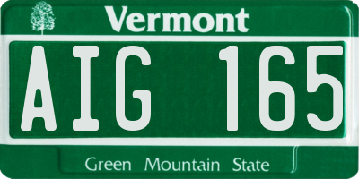 VT license plate AIG165