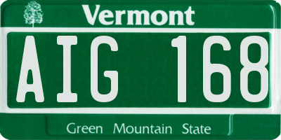 VT license plate AIG168
