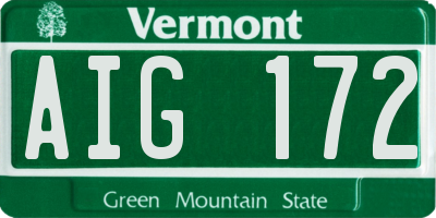VT license plate AIG172