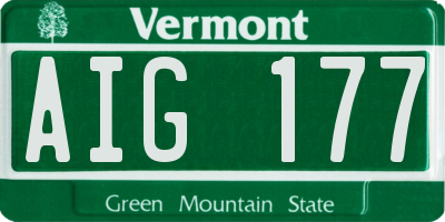 VT license plate AIG177