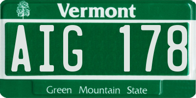 VT license plate AIG178