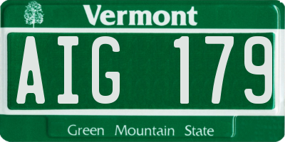 VT license plate AIG179